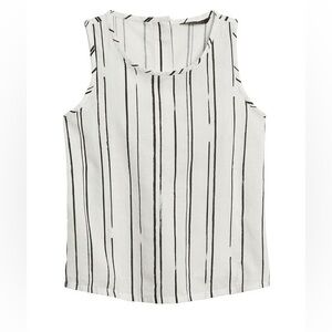 Banana Republic cropped shell, white & black stripe, size XL, linen-cotton blend